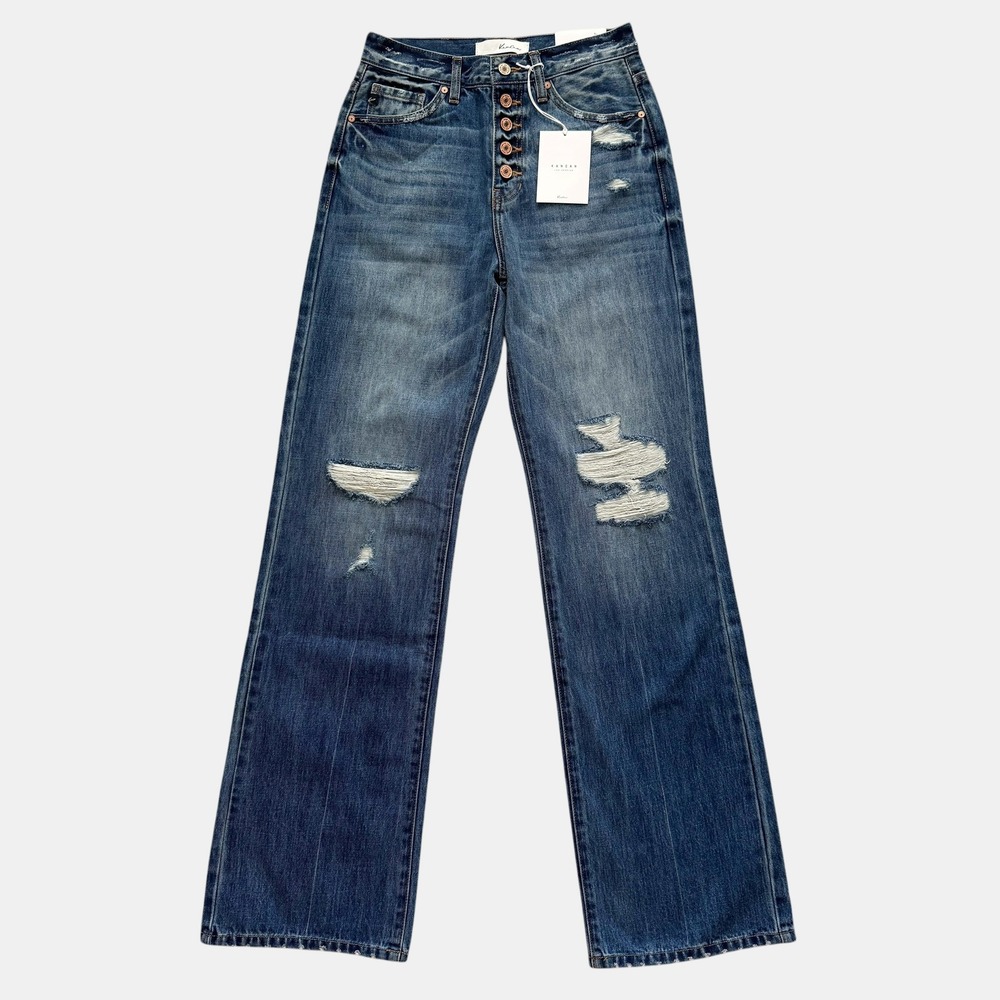 KanCan High Rise 90s Flare Distressed Jeans 1/24 34" inseam Long Tall Grunge NWT